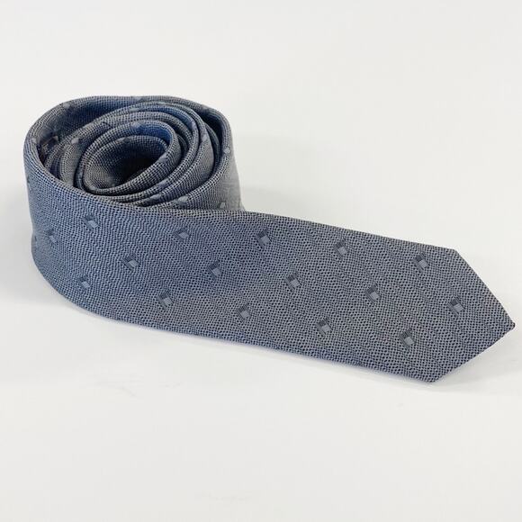 Vintage City Limits gray square pattern skinny 2" men's/unisex necktie - Picture 7 of 9